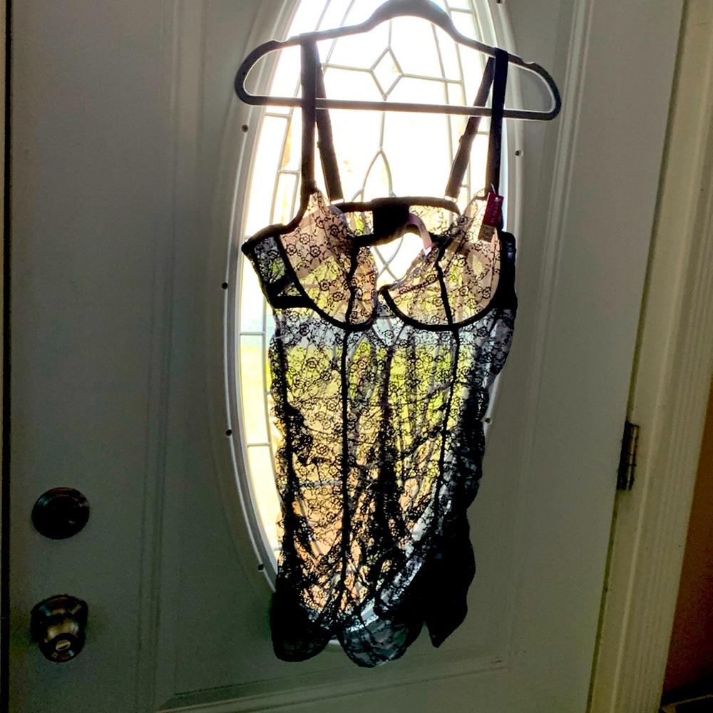 2XL lingerie Black Lace One Piece brand New w Tags